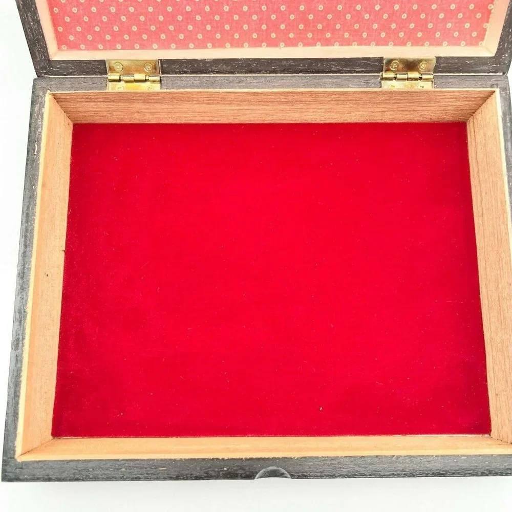 Upcycled Wooden Cigar Box Winne the Pooh and Friends Storage Treasures Black Red